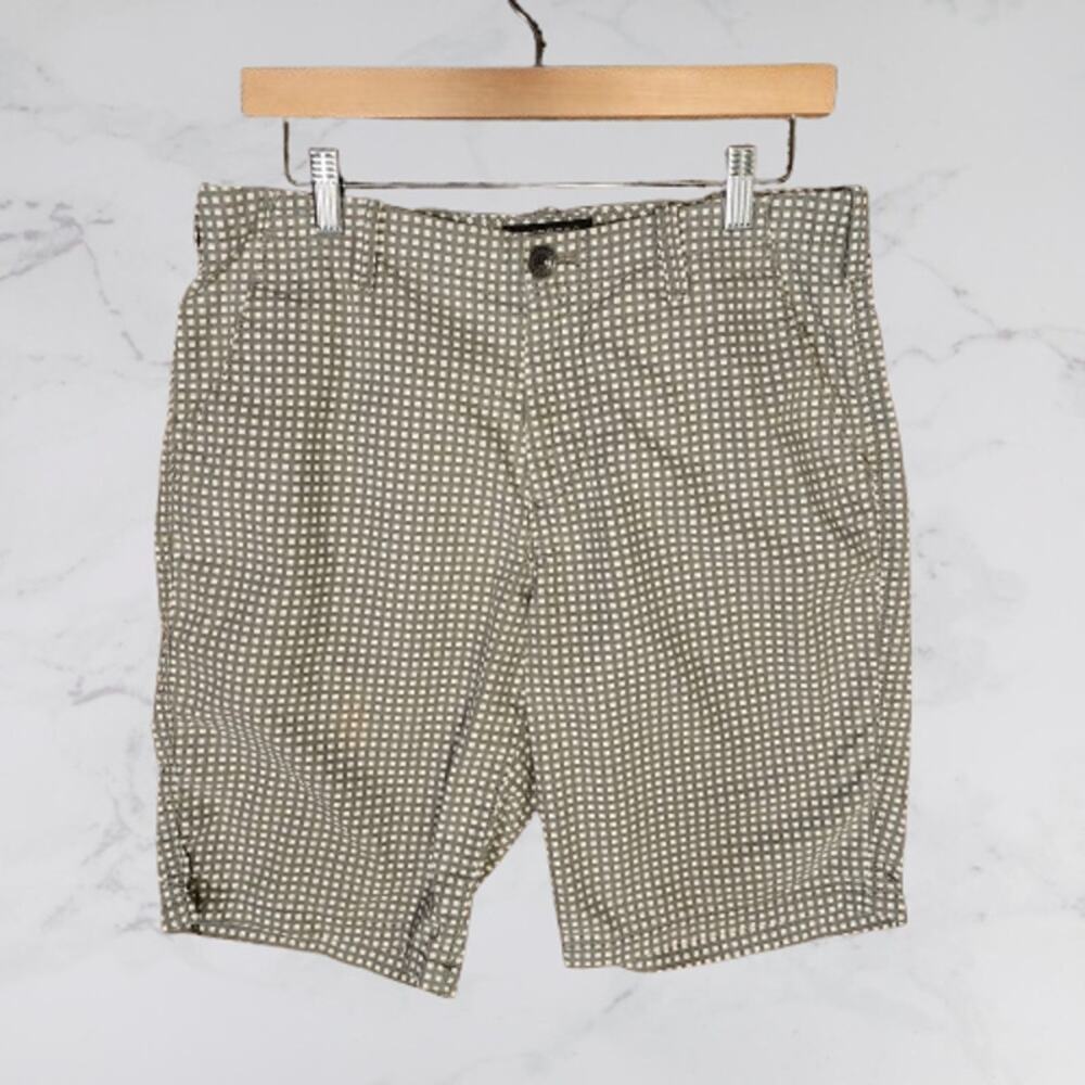Express Classi Fit Gray White Checked Bermuda Shorts Size 30 * 100% Cotton
